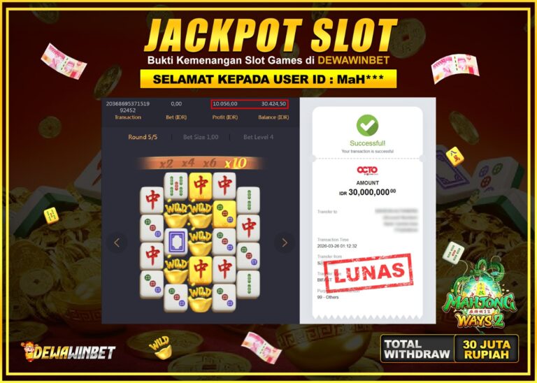 DEWAWINBET – JACKPOT SLOT MAHJONG WAYS2 Rp 30.000.000,- LUNAS