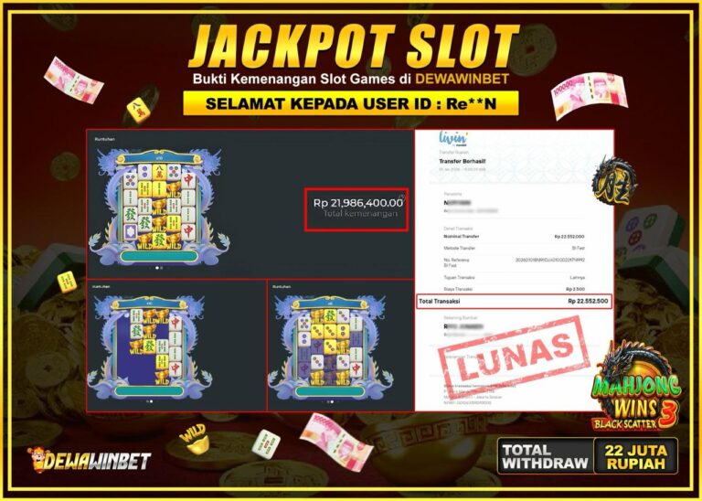 DEWAWINBET - JACKPOT SLOT MAHJONG WINS 3 Rp 22.550.000 ,-LUNAS