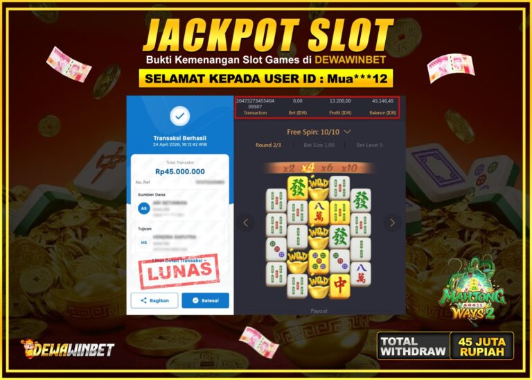 DEWAWINBET – JACKPOT SLOT MAHJONG WAYS 2 Rp 45.000.000,- LUNAS