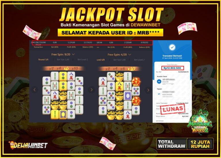 DEWAWINBET – JACKPOT SLOT MAHJONG WAYS 2 Rp 12.900.000,- LUNAS