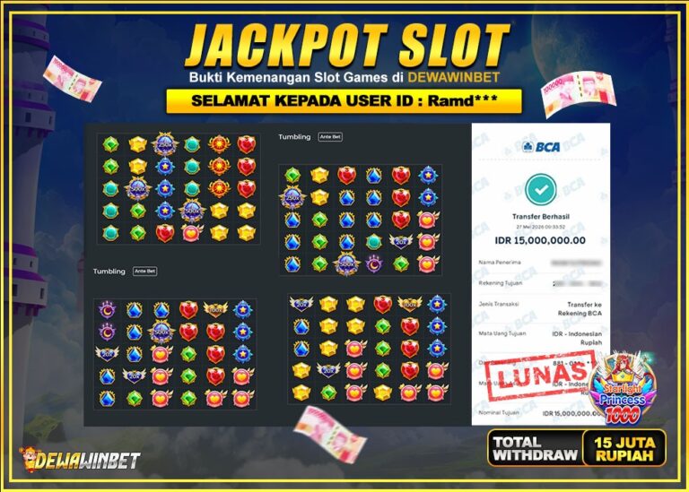 DEWAWINBET – JACKPOT SLOT STARLIGHT PRINCESS 1000 Rp 15.000.000,- LUNAS