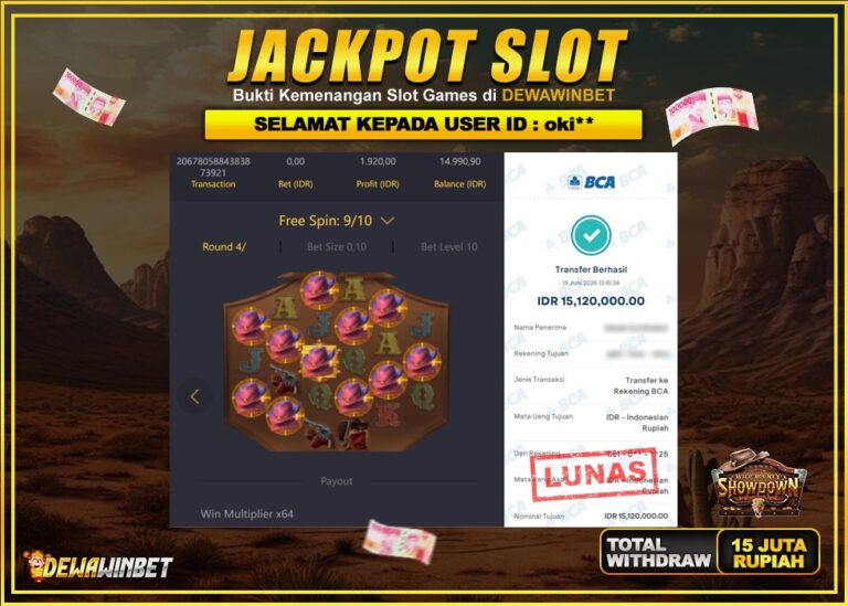 DEWAWINBET – JACKPOT SLOT WILD BOUNTY SHOWDOWN Rp 15.120.000,- LUNAS