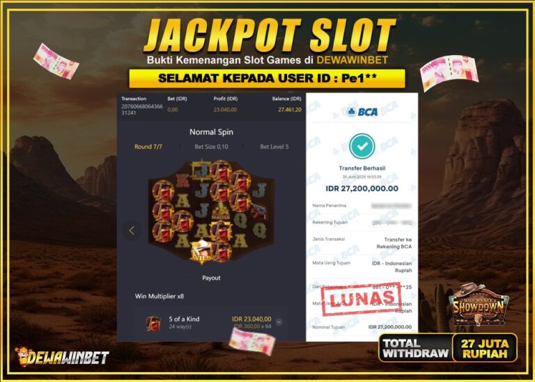 DEWAWINBET – JACKPOT SLOT WILD BOUNTY SHOWDOWN Rp 27.200.000,- LUNAS