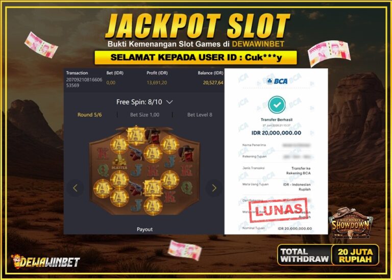 DEWAWINBET – JACKPOT SLOT WILD BOUNTY SHOWDOWN Rp 20.000.000,- LUNAS
