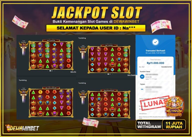 DEWAWINBET – JACKPOT SLOT GATES OF OLYMPUS SUPER SCATTER Rp 11.000.000,- LUNAS