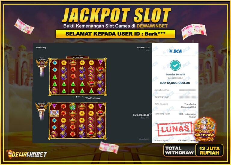 DEWAWINBET – JACKPOT SLOT GATES OF OLYMPUS SUPER SCATTER Rp 12.000.000,- LUNAS