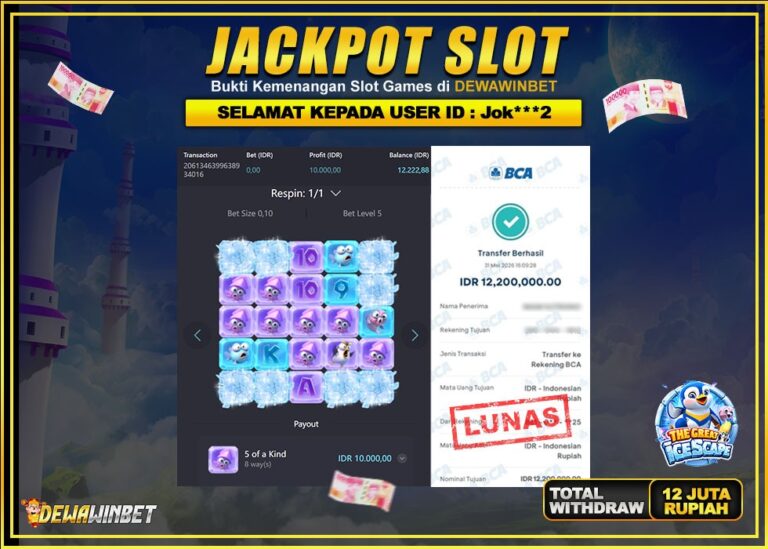 DEWAWINBET – JACKPOT SLOT THE GREAT ICE SCAPE Rp 12.200.000,- LUNAS