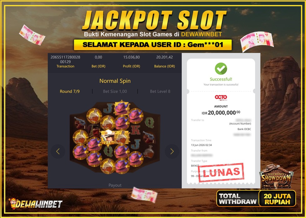 DEWAWINBET – JACKPOT SLOT WILD BOUNTY SHOWDOWN Rp 20.000.000,- LUNAS