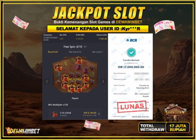 DEWAWINBET – JACKPOT SLOT WILD BOUNTY SHOWDOWN Rp 17.000.000,- LUNAS