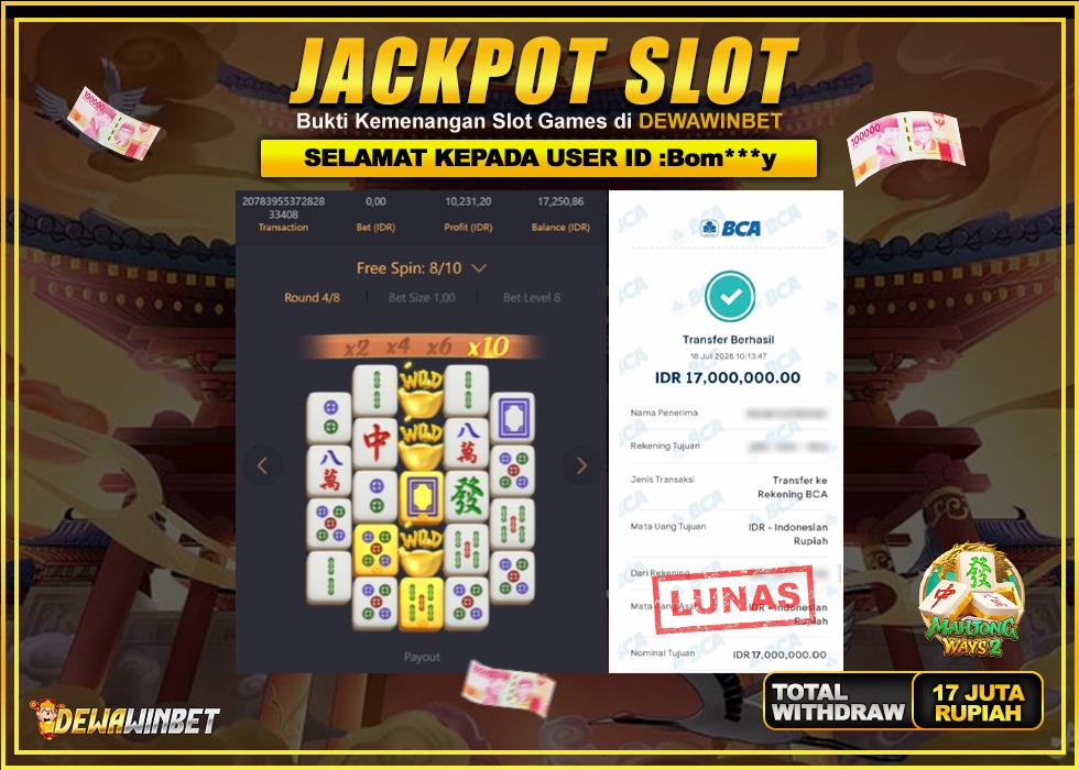DEWAWINBET – JACKPOT SLOT MAHJONG WAYS 2 Rp 17.000.000,- LUNAS