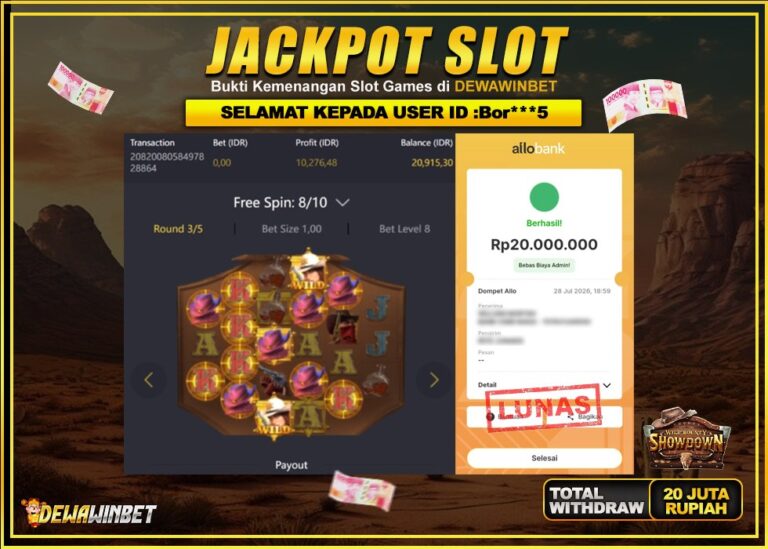 DEWAWINBET – JACKPOT SLOT WILD BOUNTY SHOWDOWN Rp 20.000.000,- LUNAS