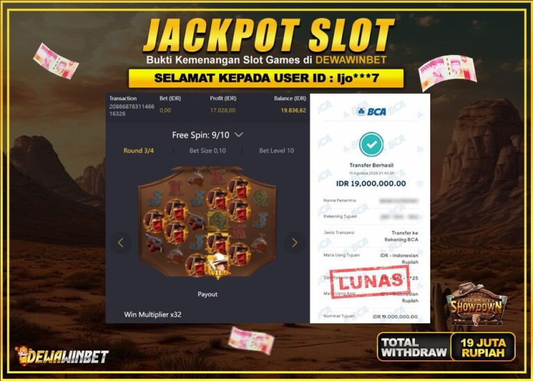DEWAWINBET – JACKPOT SLOT WILD BOUNTY SHOWDOWN Rp 19.000.000,- LUNAS