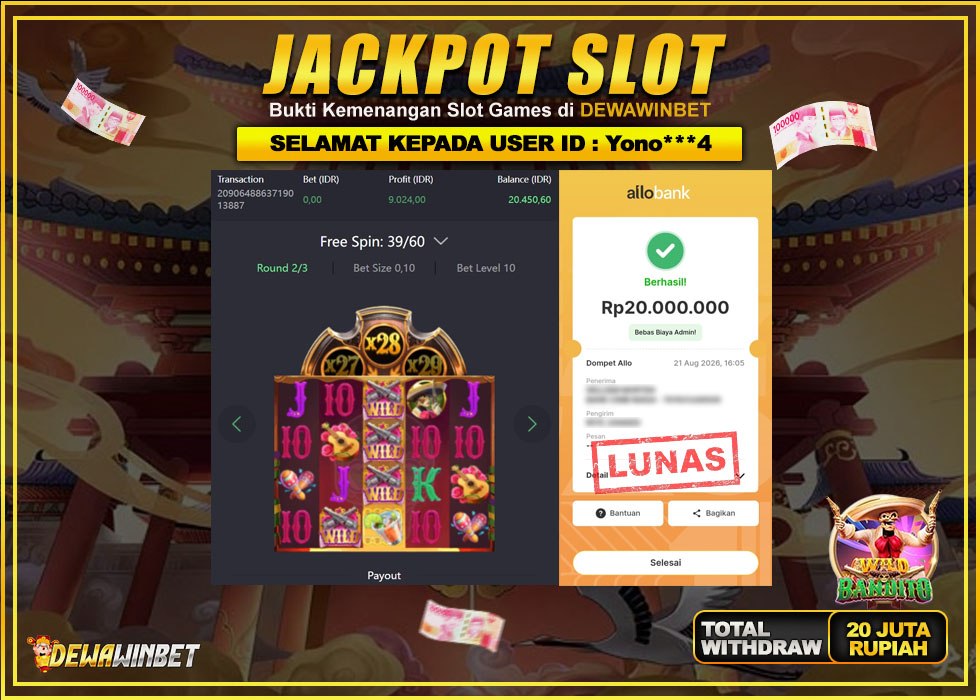DEWAWINBET – JACKPOT SLOT WILD BANDITO Rp 20.000.000,- LUNAS