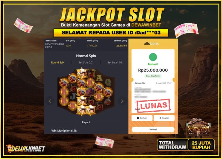 DEWAWINBET – JACKPOT SLOT WILD BOUNTY SHOWDOWN Rp 25.000.000,- LUNAS